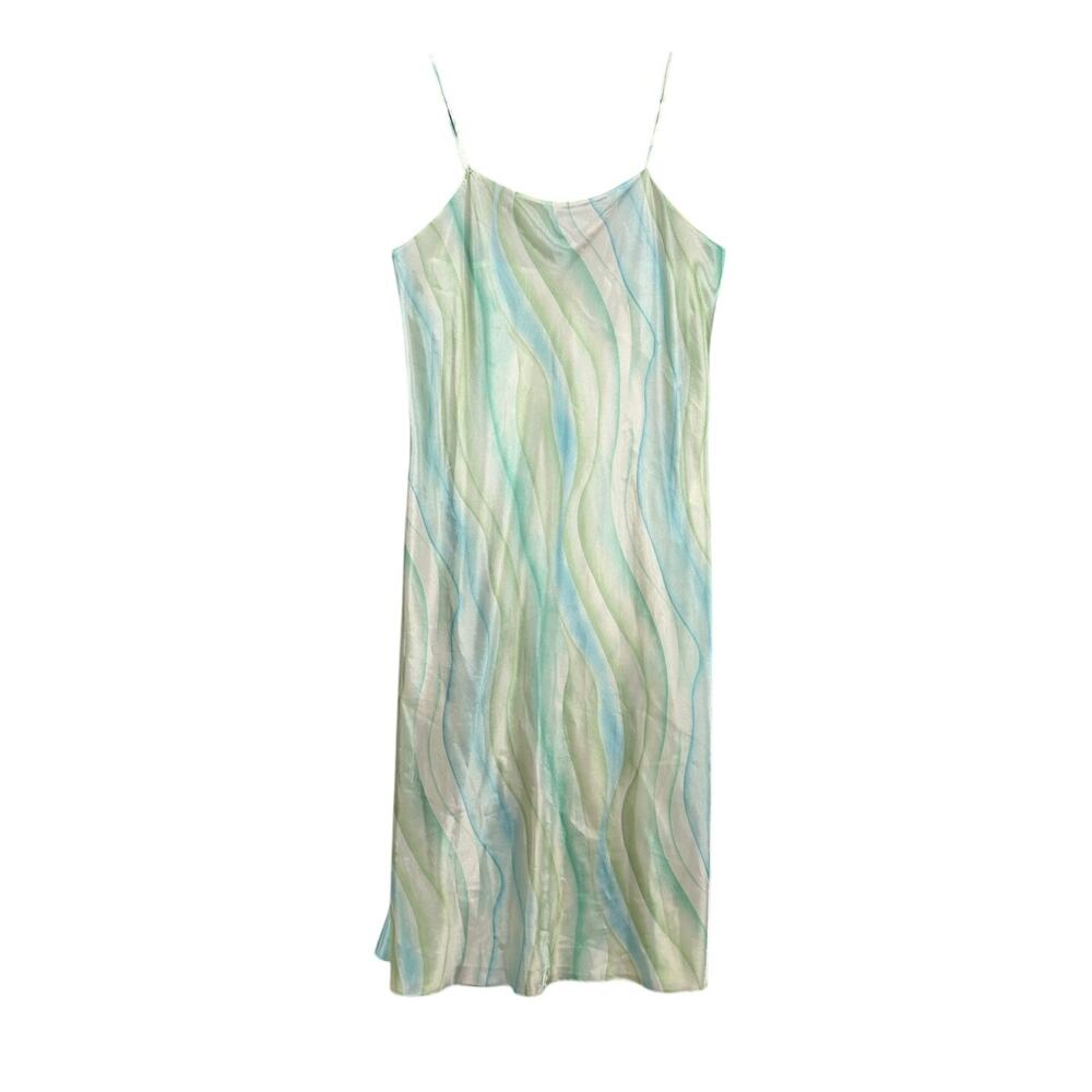 VTG Y2K 90's Anne Klein Satin Maxi Dress Size XL / L Marbled Sexy Slip Romantic